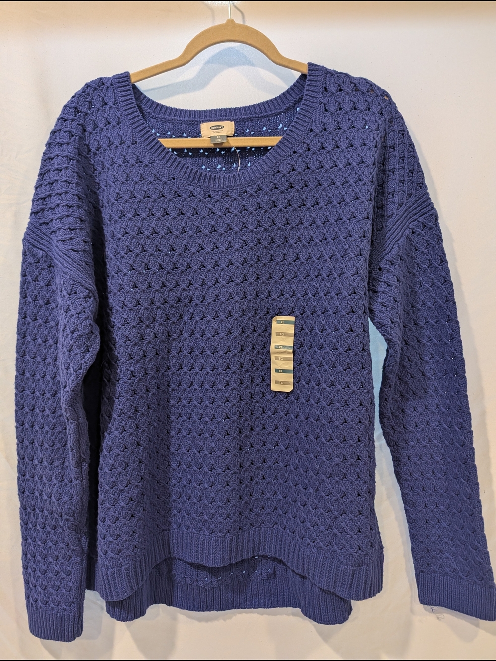 Old Navy Deep Purple Open-Knit Crewneck Sweater textured nwt
